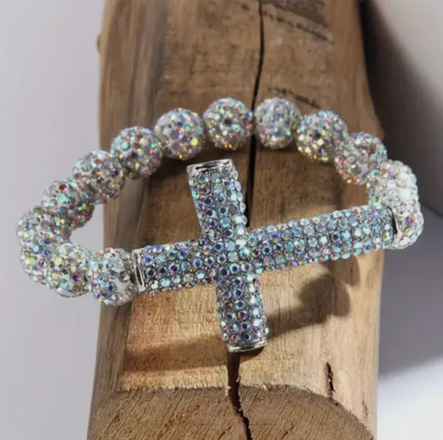 Rhinestone Cross Bracelet