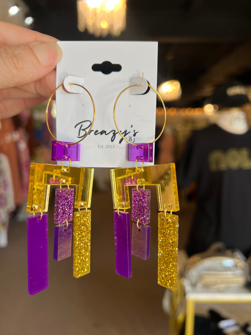 Gold Purple Earrings