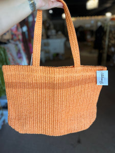 Orange Crochet Straw Bag