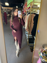 Load image into Gallery viewer, Bordeaux Midi Sweater Dress Malbec