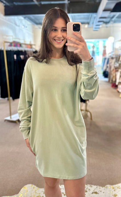 My Go To Sweatshirt Dress Green