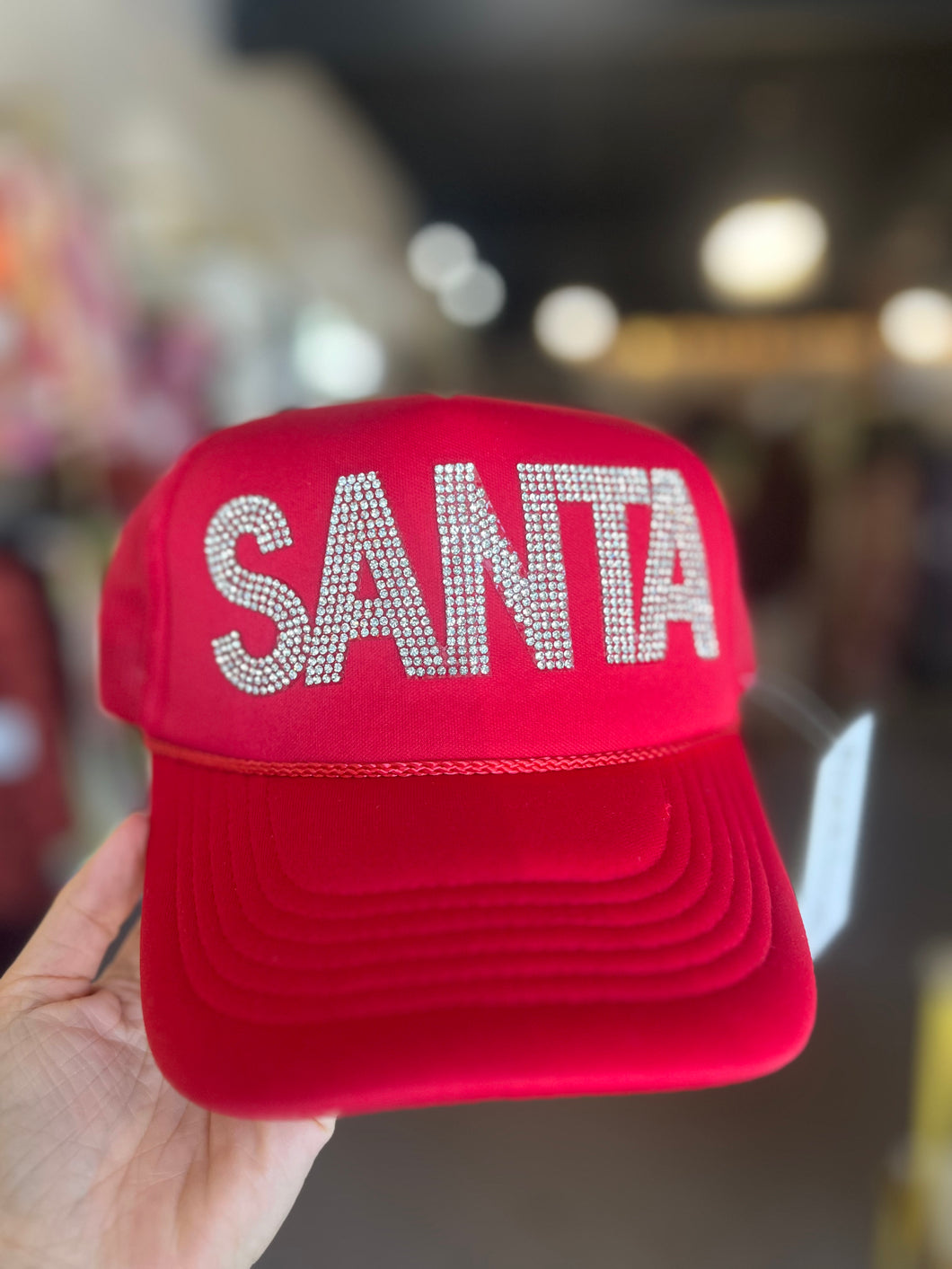 Rhinestone Santa Trucker Hat