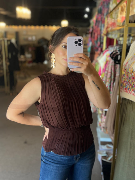Chocolate Lover Pleated Peplum Top