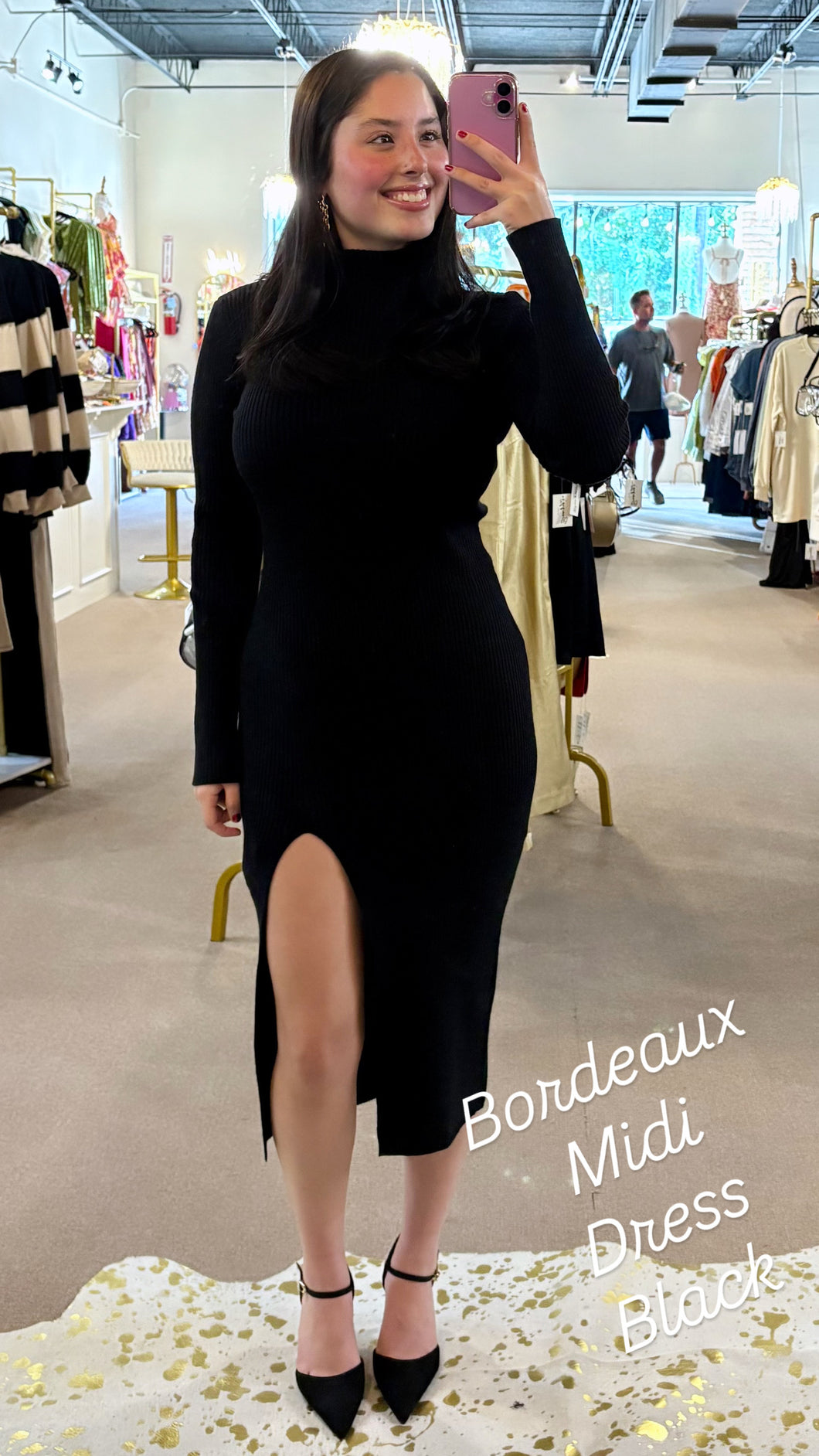 Bordeaux Midi Sweater Dress Black