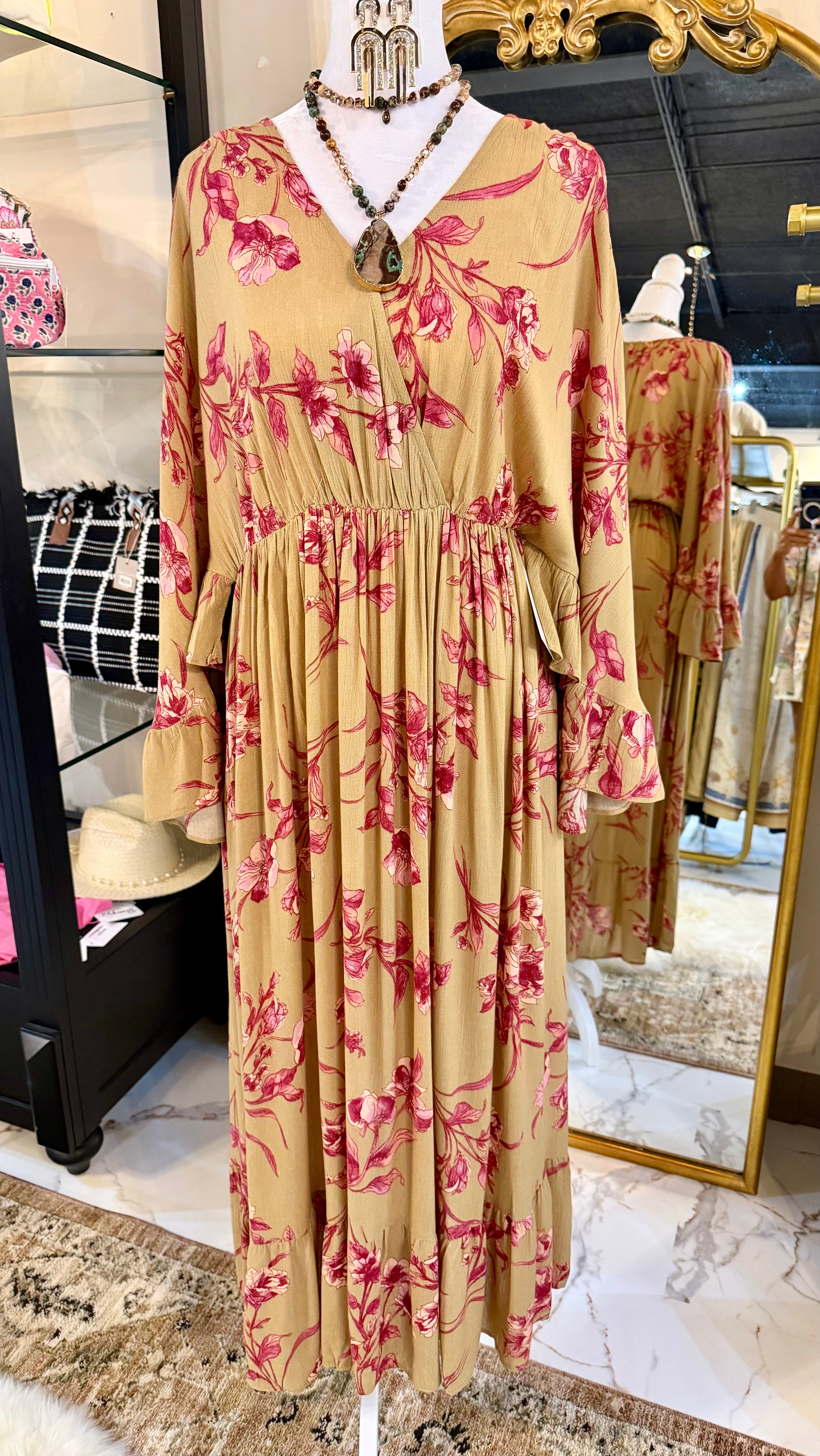 stevie maxi dress L pair these tonal floral Color:Victorian tulle jacket Blue Linen Dress -