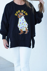 Boo Haw Sequin Embroidery Sweatshirt