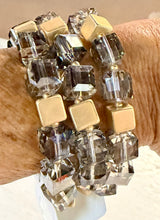 Load image into Gallery viewer, 3 Row Square Hematite Bracelet