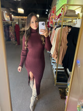 Load image into Gallery viewer, Bordeaux Midi Sweater Dress Malbec