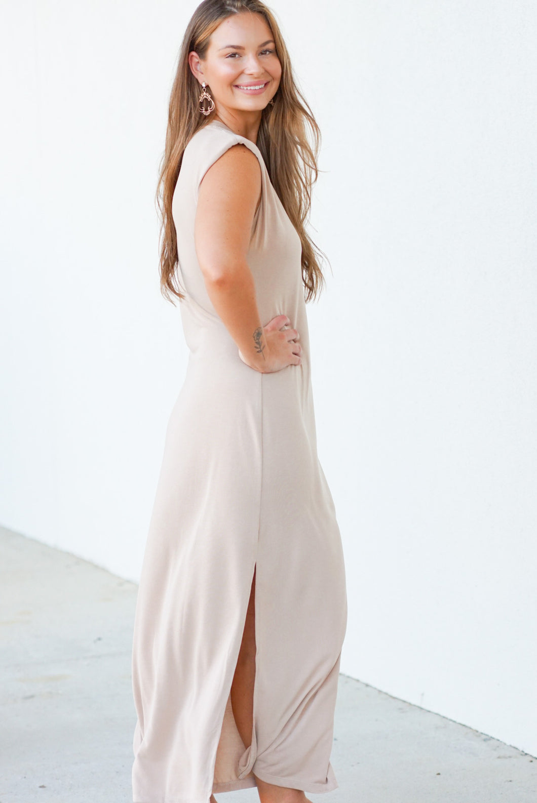 Neutral Nancy Midi Dress