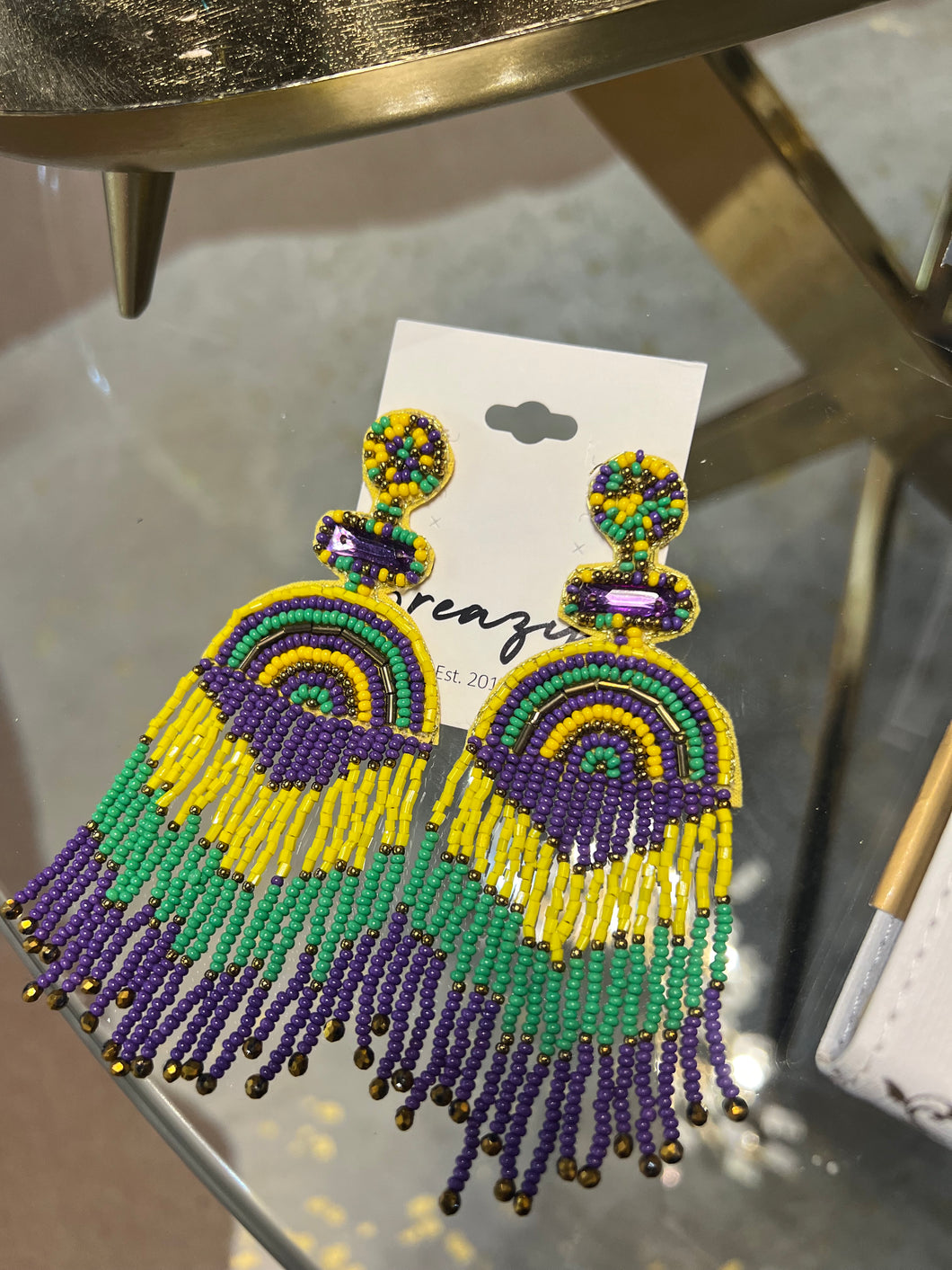 Mardi Gras Seed Bead Earring