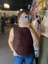 Load image into Gallery viewer, Chocolate Lover Pleated Peplum Top