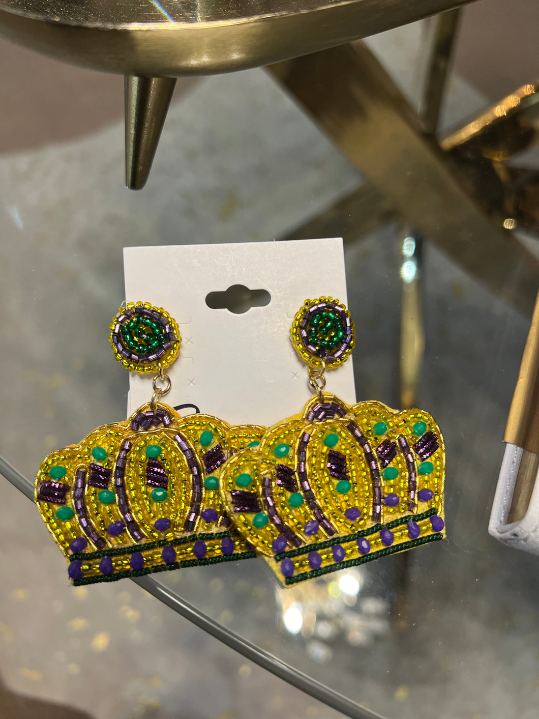 MARDI GRAS CROWN EARRINGS