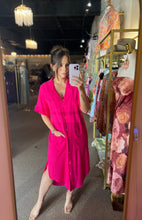 Load image into Gallery viewer, Simplicity Linen Dress Hot Pink