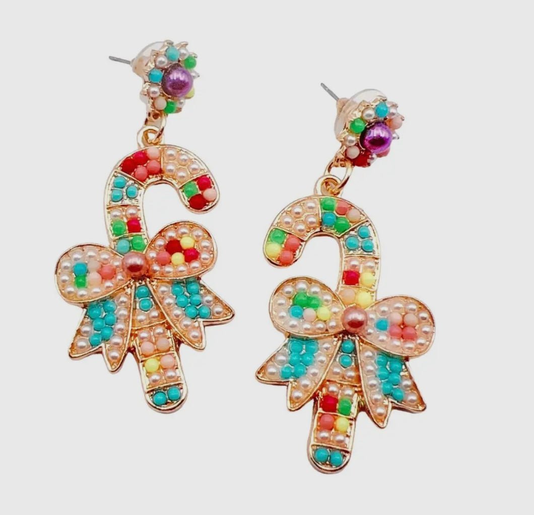 Bow Candy Cane Earrings