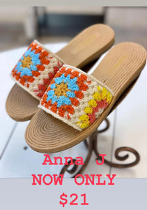 Anna J. Crochet Raffia Slide Sandal