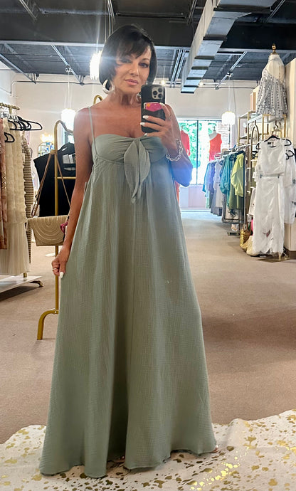 Dusty Pleated Strap Dress
