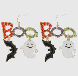 Halloween Themed Bats & Ghosts Enamel Earrings