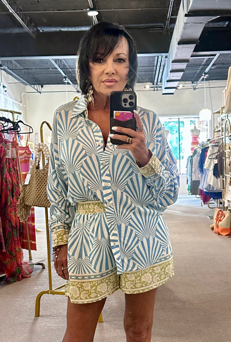 Blue Seashells 2pc Short Set
