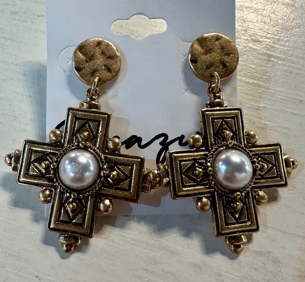 Cross Drop Earrings