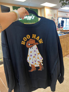 Boo Haw Sequin Embroidery Sweatshirt