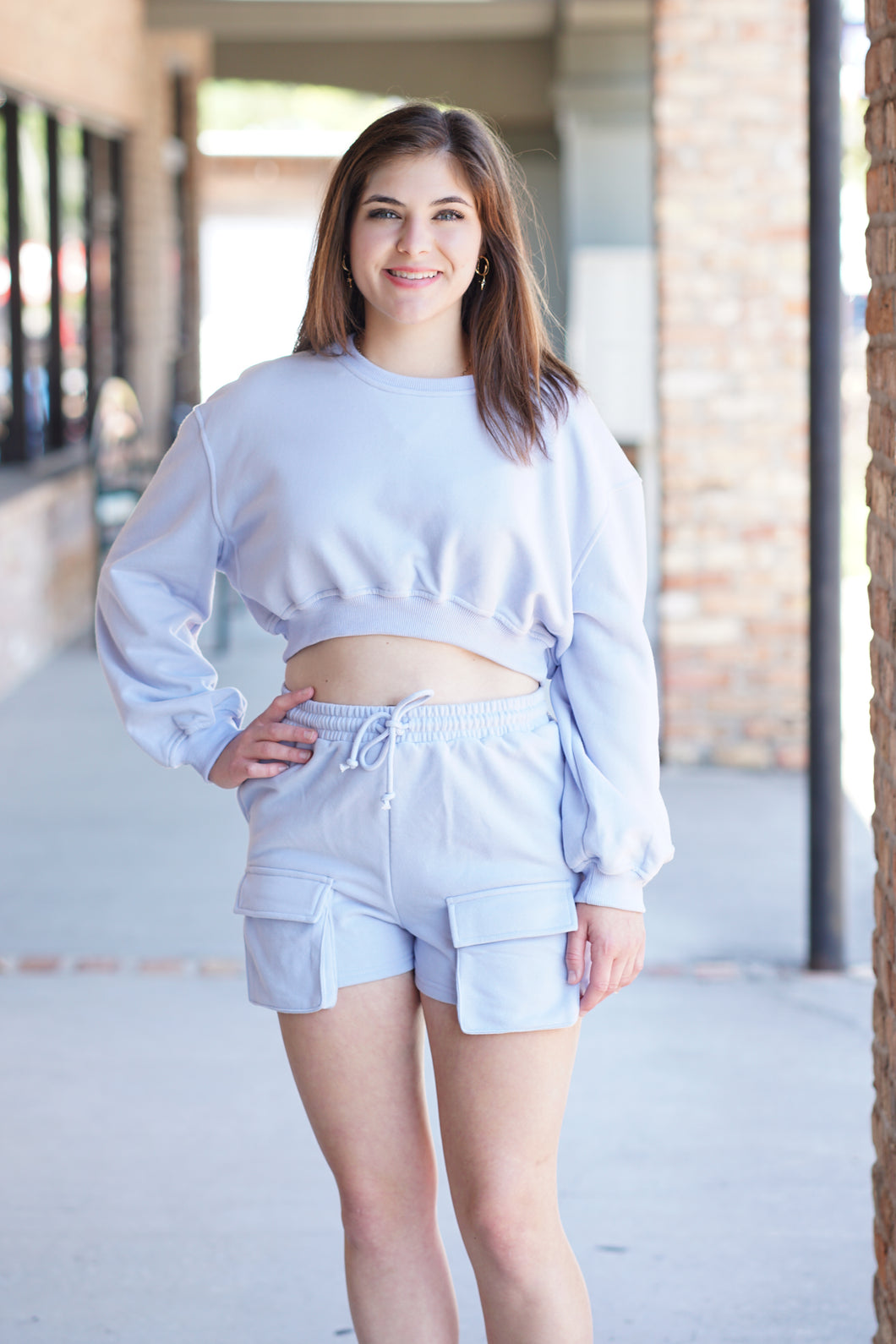 Emily Cropped Sweatshirt & Shorts Set