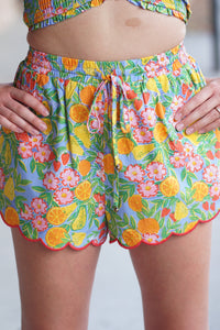 Summer Garden Scalloped Edge Shorts