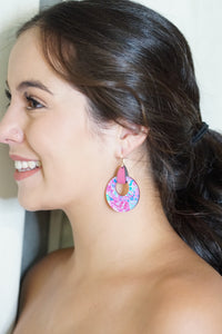 Preppy Pink Stirrup Dangle Earrings