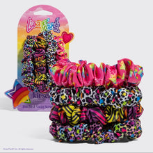 Load image into Gallery viewer, Lisa Frank x Kitsch Ruched Satin Scrunchies- Rainbow Leopard