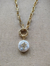 Load image into Gallery viewer, Pearl Cross Necklace