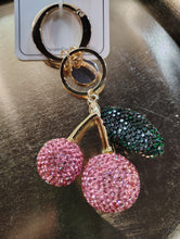 Load image into Gallery viewer, Rhinestone Cherries Bag Charm