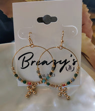 Load image into Gallery viewer, Beaded Hoop w/Cross Charm Earrings