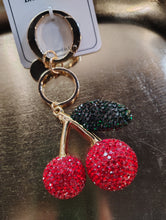 Load image into Gallery viewer, Rhinestone Cherries Bag Charm