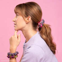 Load image into Gallery viewer, Lisa Frank x Kitsch Ruched Satin Scrunchies- Rainbow Leopard