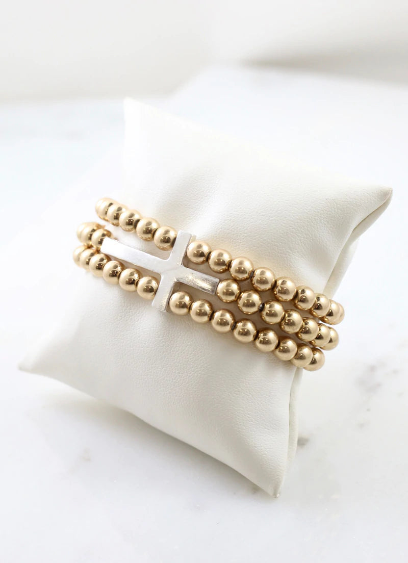 Charlie Two Tone Cross Bracelet