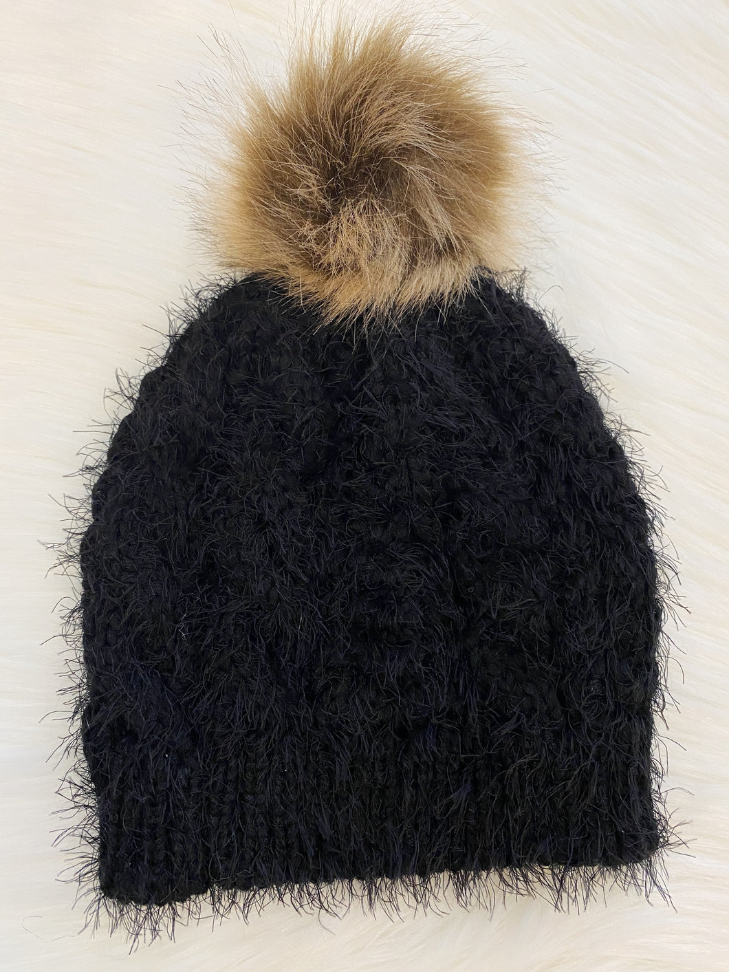 MOHAIR POM FUR BEANIE