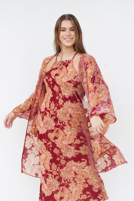 Wedding Bells Velvet Kimono