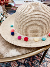Load image into Gallery viewer, Straw Pom Pom Sun Hat